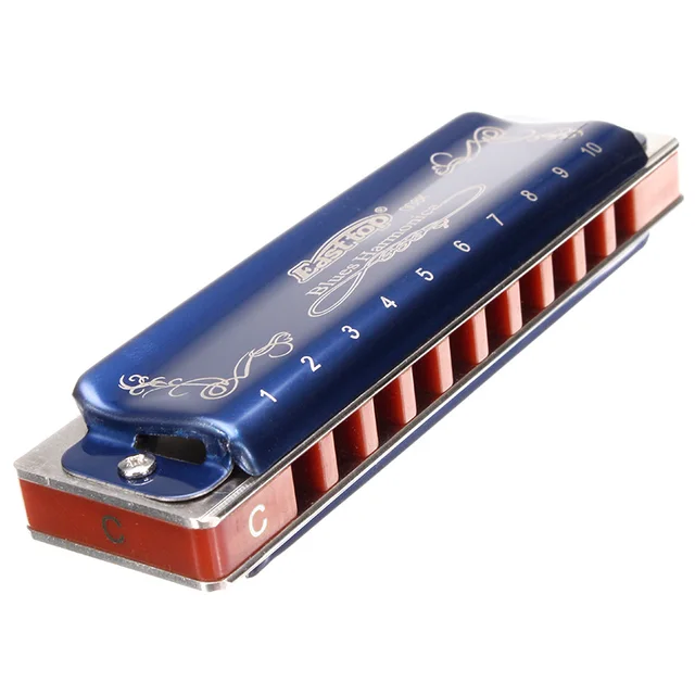 Tone C 10 Hole Mouth Organ Flute Blues Harmonica with Case Cover Box For Woodwind Musical Instruments Lovers Beginner Gift