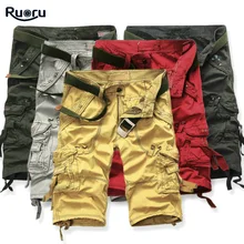 Ruoru новые шорты мужские летние горячие продажи рабочие короткие брюки камуфляжная Военная брендовая одежда модные мужские s карго шорты 29-42