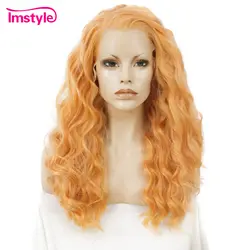 Imstyle оранжевый парик синтетические волосы на кружеве парики для женщин глубокая волна парики для женщин Термостойкое волокно Косплей