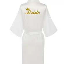 Атласный Женский шелковый халат свадебное кимоно для невесты халат Brida