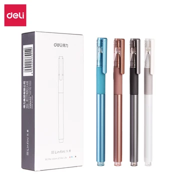 

Deli 12pcs cute kawaii gel pens 0.5mm black gel-ink pen for student writing stationery gel pen 4 colors school office supplies