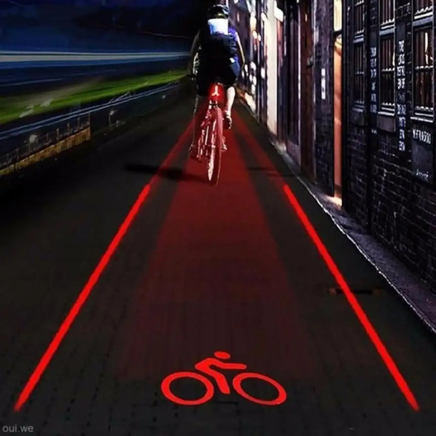 Bicycle 2 Laser Projector Red Lamps Beam And 3 LED Tail Lights Bicycle