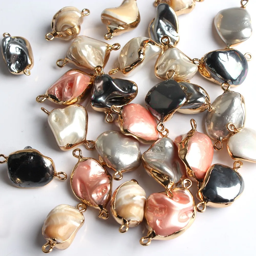 

8-15mm Natural Multicolor White Pink Loose Irregular Shell Connector Beads for Jewelry Making Diy Pearl Necklace Bracelet 5pcs