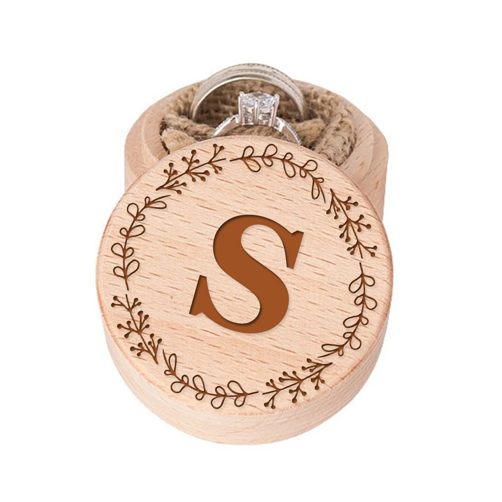 Изготовленное на заказ кольцо монограмма коробка деревянное свадебное кольцо шкатулка деревенское Свадебное предложение кольца коробки помолвка подарок на девичник