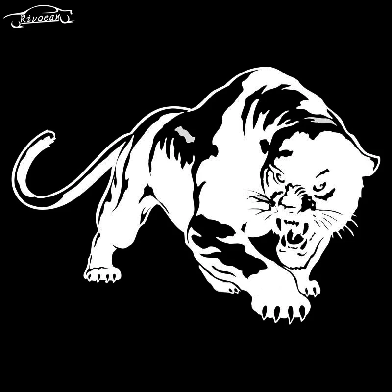 19.5*13.6CM Fiery Wild Panther Hunting Car Body Decal Car Stickers Motorcycle Decorations Black/White