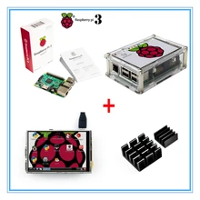 Raspberry Pi 3 Model B Board+New Version 3.5 Inch TFT LCD USB Touch Screen + Acrylic Case + Heat sinks For Raspberry Pi 3