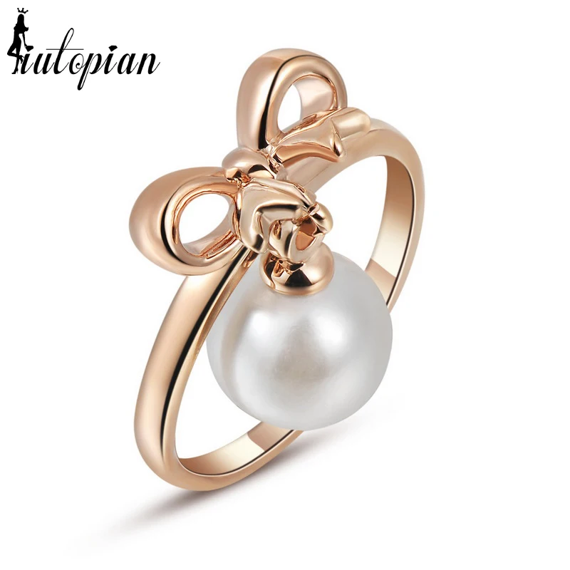 

Iutopian Brand Simulated Pearl Bow Ring For Women With Dropship Is Welcome Party Jewelry 1#RG95588