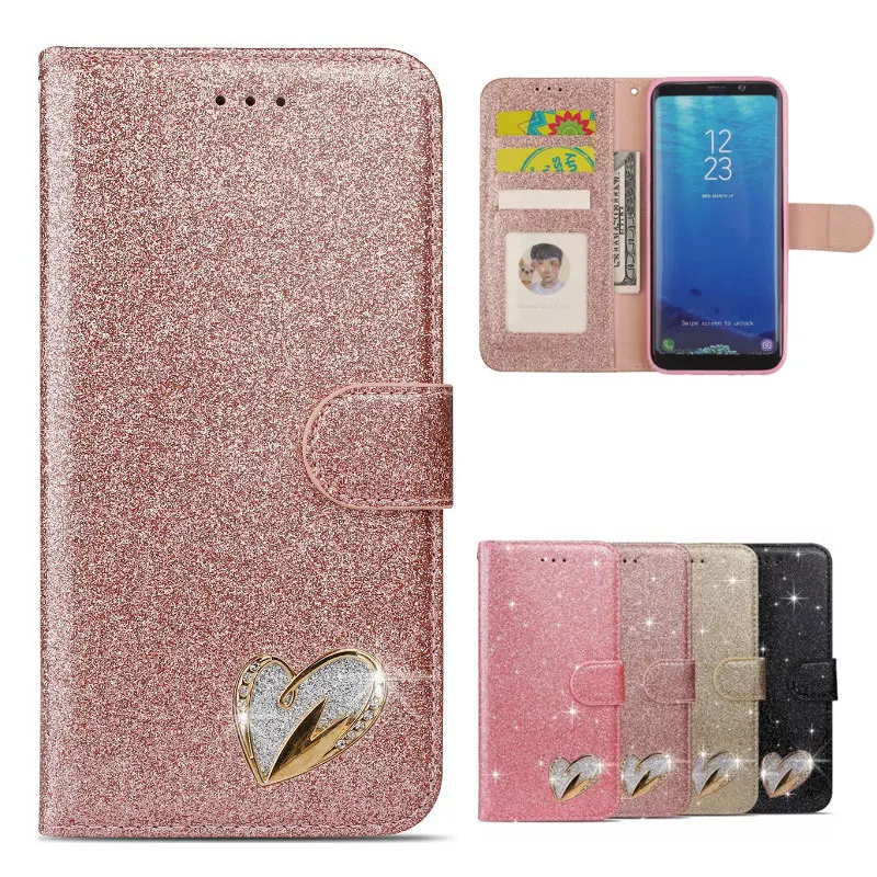 

For Funda Samsung Galaxy A6 A8 J6 2018 Case Flip Leather Wallet Rhinestone Glitter Phone Cases for Samsung S9 S8 Plus A3 A5 2017