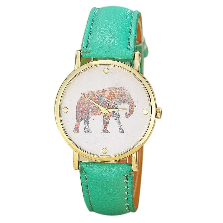 Часы Для женщин часы слон принт плетением кожа Кварц Циферблат Best наручные часы красивые удобные Винтаж Популярные C5