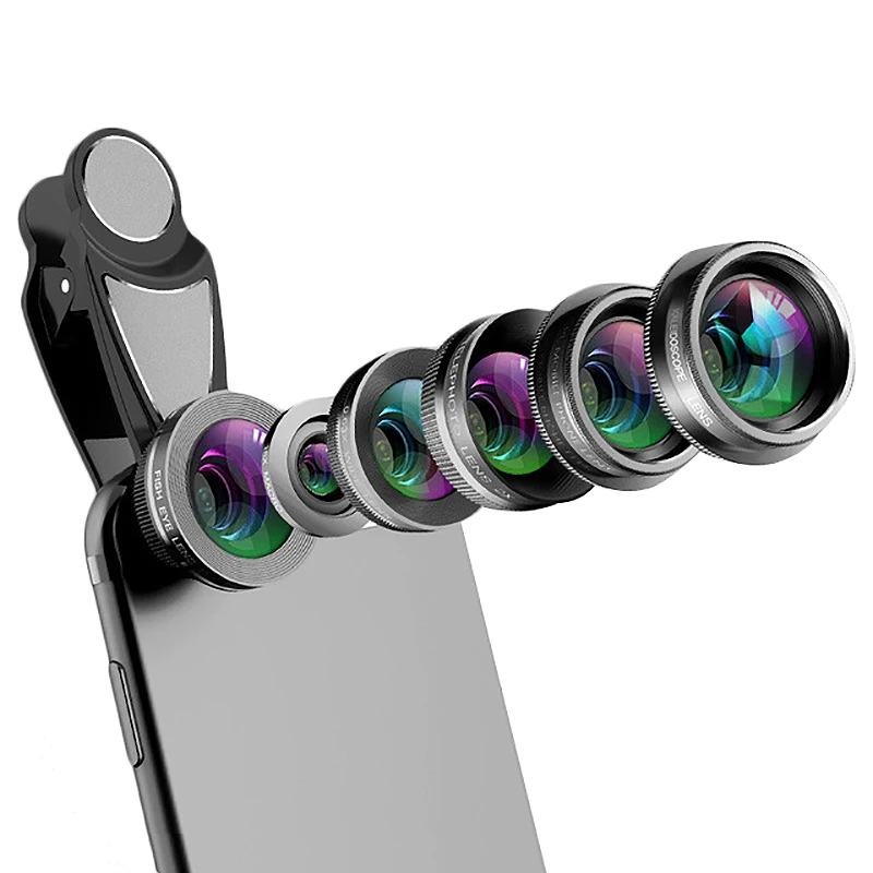 

Phone Camera Lens,6 In 1 Cell Phone Lens Kit For Iphone And Android, Kaleidoscope Wide Angle+Macro Cpl Fisheye Telephoto Zoom