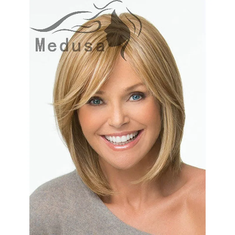 Medusa Hair Products Blonde Bob Styles Medium Length Layered Wigs