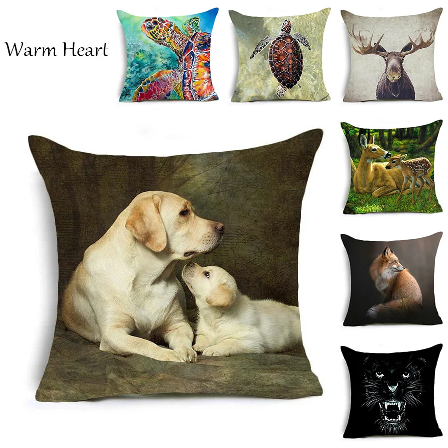 

Animal Portrait Cushion Cover Cat Dog Print Pillow Case Polyester 45*45 CM Throw Pillow Cover Decoration For Home Office Bedroom