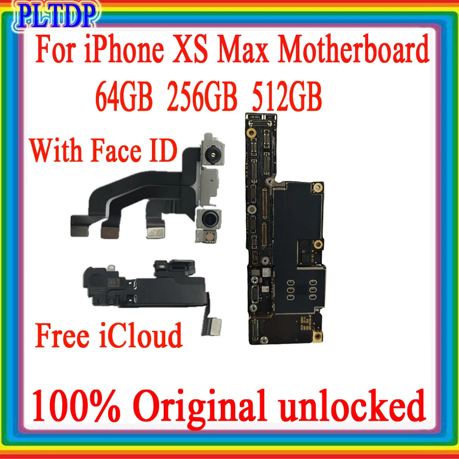 

For iPhone XS Max motherboard with Face ID Single/ Double Card ,Factory With Full Chips 100% Unlocked mainboard 64GB 256GB 512GB