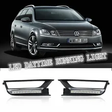 2PCs/set LED Car DRL Daytime Running Lights for VW Passat B7 2012 2013 2014 with fog lamp