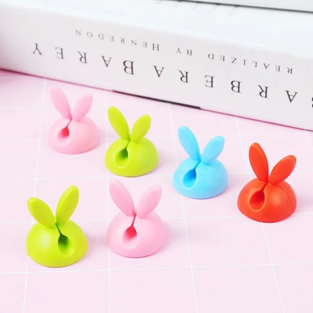 

4pcs/Set Rabbit Ears Cord Holder Clips Home Office 2.3*2.5cm Desk Tidy Organizer Wire Cord Lead for Desktop Cable Fixed #274481