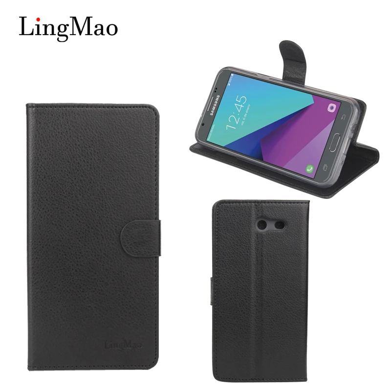 

For Samsung Galaxy J3 2017 Case Leather Flip Luxury Brand Litchi Grain Vintage Wallet Phone Bag Case for Samsung J3 2017