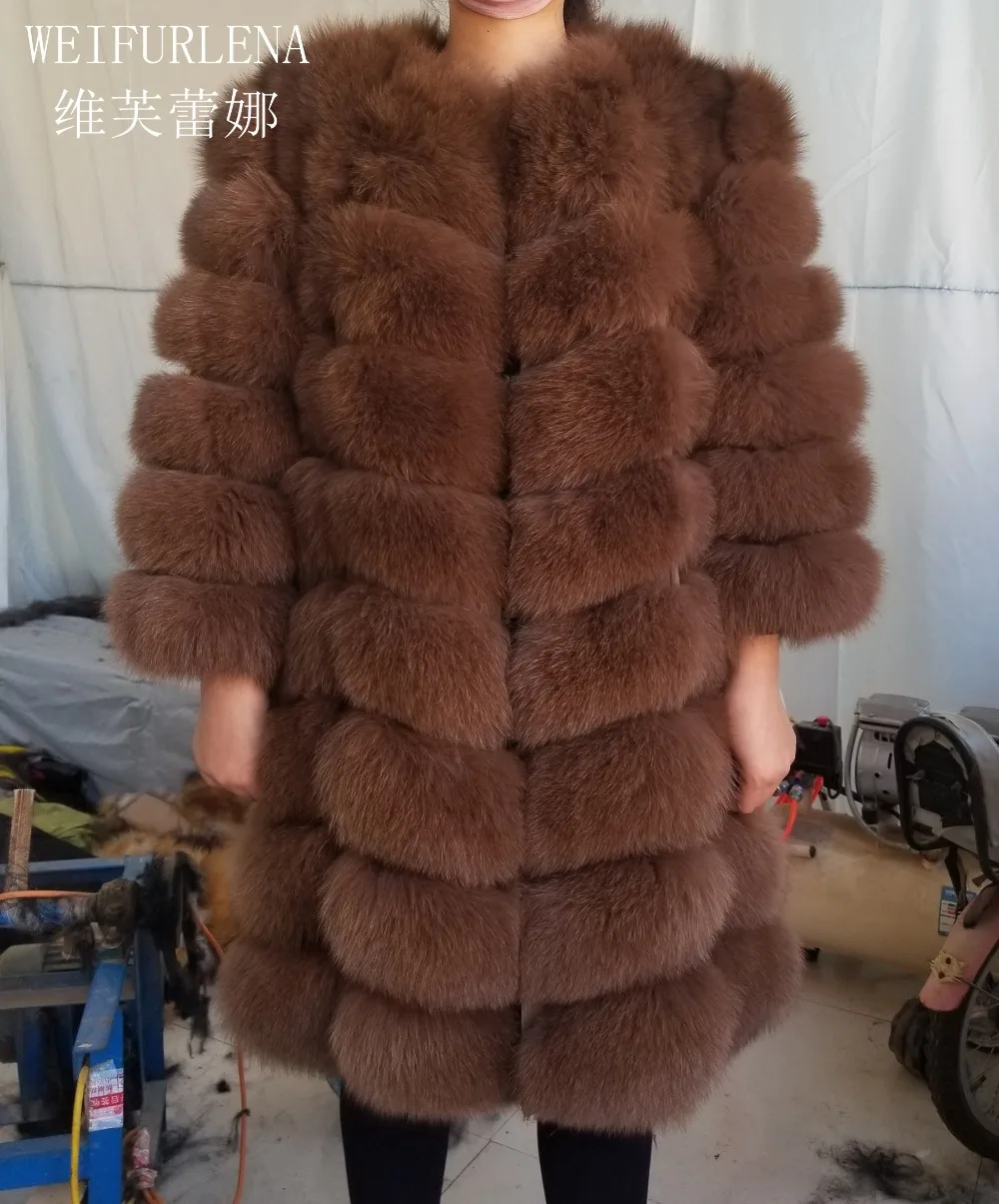 Grey Dame light Naturel Renard Réel dark Femmes Hiver Khaki white Gilet Style Manteaux colored Fourrure Manteau Mode Véritable Chaud cream De Luxe Long black Grey SUzVLMqpG
