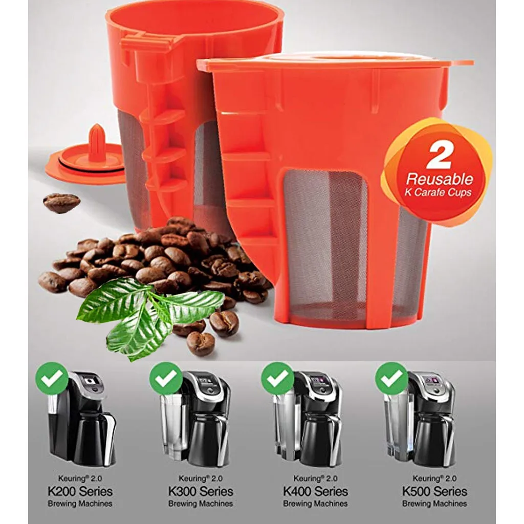 2 Refillable Reusable Carafe K Cup Filters for Keurig 2.0 K200 K300