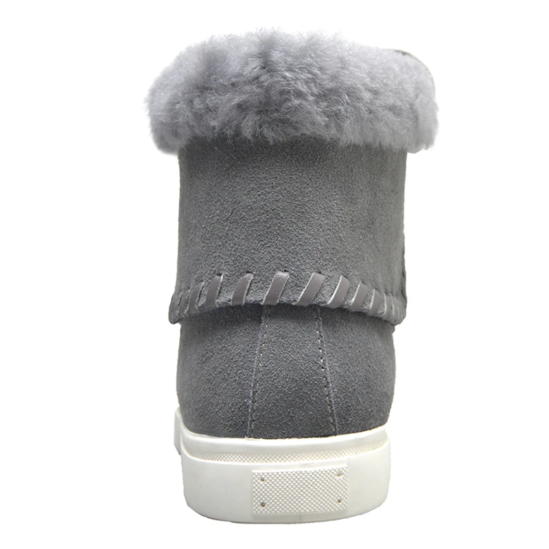 Invierno Para Plataforma Flufft gris Cuero Genuino Oveja Nieve Lana marrón Stylesowner Botas Zapatos Negro Mujeres De Cálida Gamuza Remaches q8FZYF