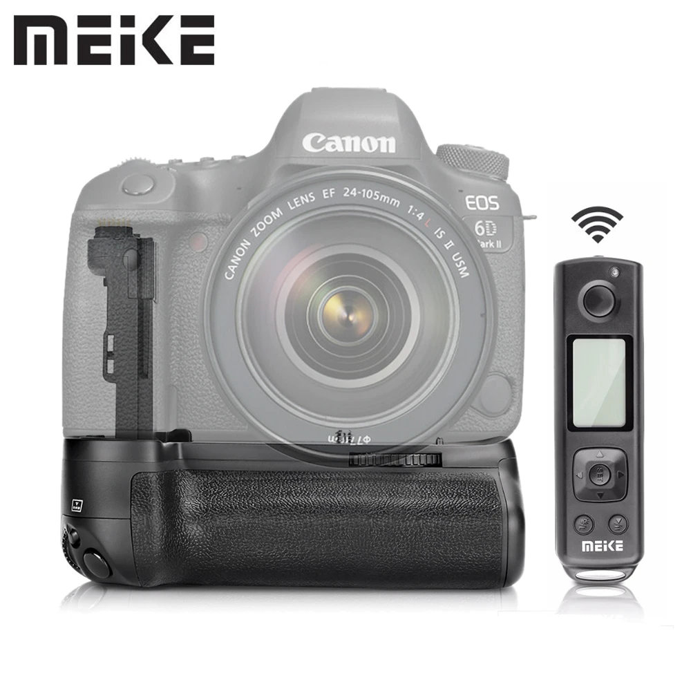 

Meike MK-6D2 Pro Battery Grip for Canon 6D Mark II for Vertical Shootting Holder with 2.4G Wireless Remote System