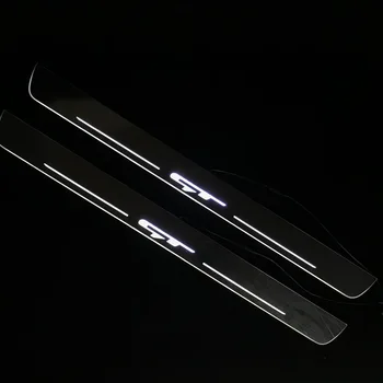 

RQXR led stainless steel overlay acrylic door scuff for Kia ceed gt moving door sill plate lining decorative light,2pcs