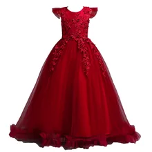 Платья с цветочным узором для девочек для свадебной вечеринки, коллекция года, платье принцессы для подростков детская вечерняя одежда детская одежда для девочек возрастом от 8 до 12 до 14 лет