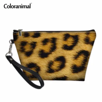 

Coloranimal Casual Leopard Strip Women Cosmetic Case 3D Animal Print Women Famous Brand PU Leather Makeup Bag Storage Makeup Bag