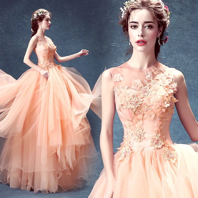 QUEEN BRIDAL Evening Dresses Ball Gown Fluffy Tulle Appliques Beading