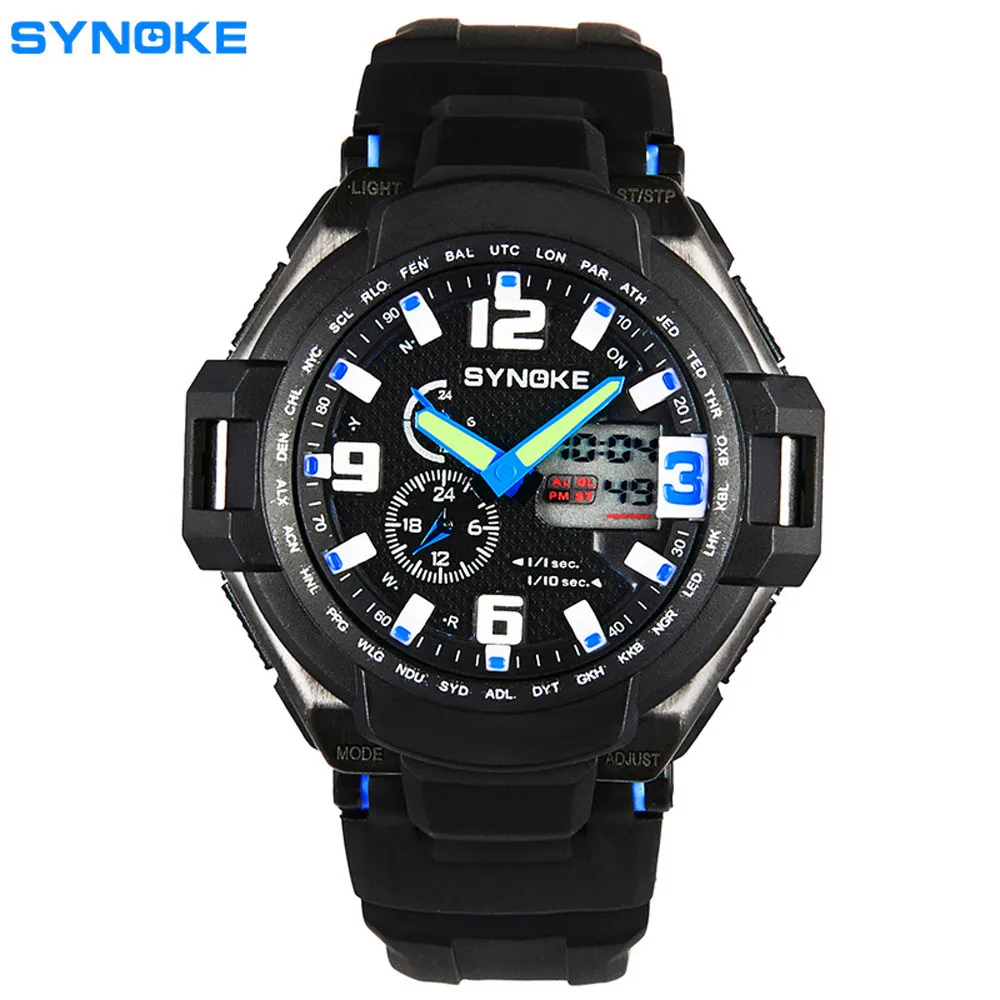 SYNOKE часы для мужчин спортивные водонепроницаемые мужские Цифровые кварцевые светодиодный спортивные часы мужские спортивные силиконовые 2019relogio masculino#2