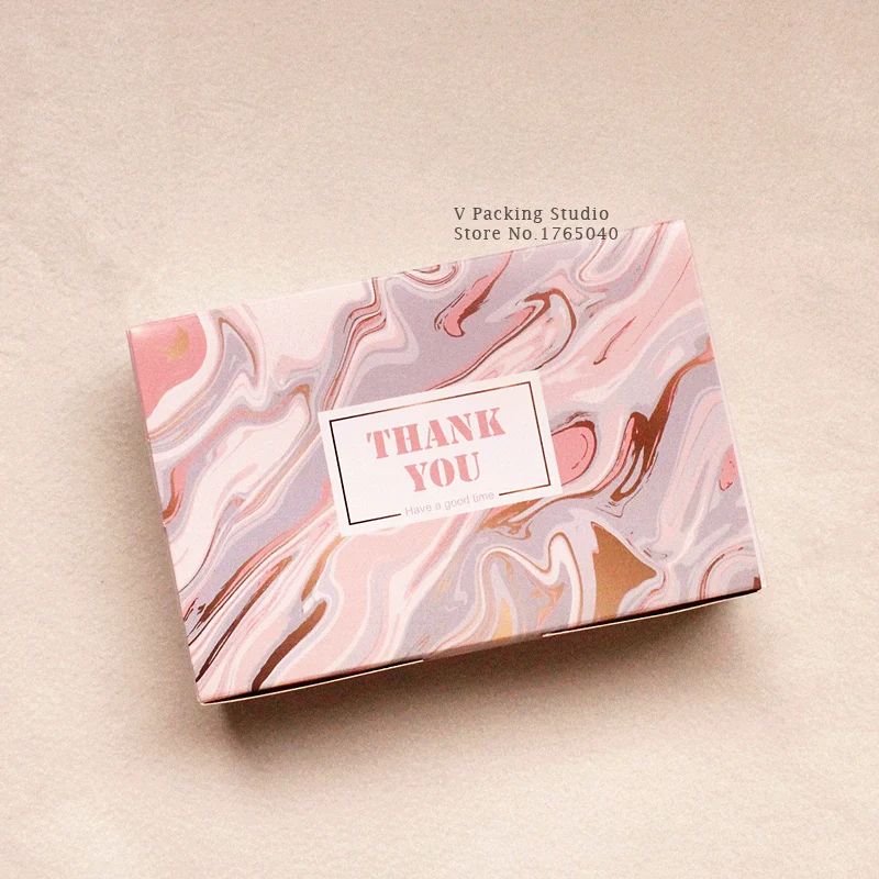 

21x14x5cm Retail Pink marble Cake Box Cupcake Gift Bakery Macaron Pastry Cookies Packaging Paper Boxes 50pcs/lot
