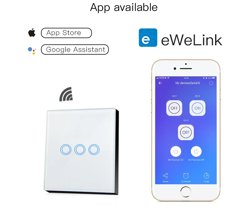 Дистанционный переключатель освещения Беспроводной Wi-Fi AC90-250V 1/2/3 настенный сенсорный переключатель совместим с Alexa Google для смарт домашнее светодиодное освещение