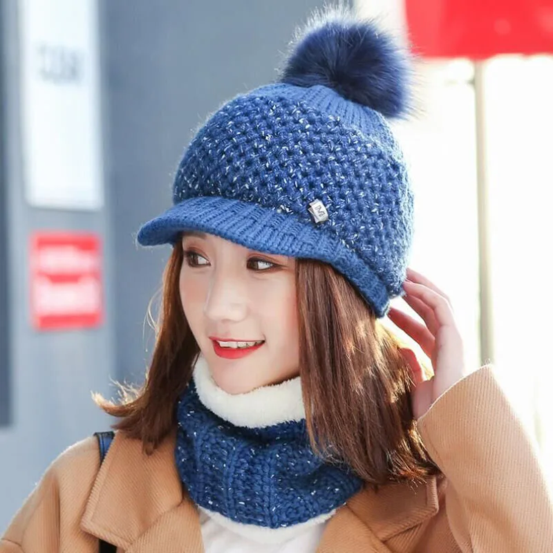 

Thick Warm Winter Hats Women Skullies Beanies Hat Girl Winter Beanies For Women Men Wool Scarf Caps Balaclava Mask Knitted Hat
