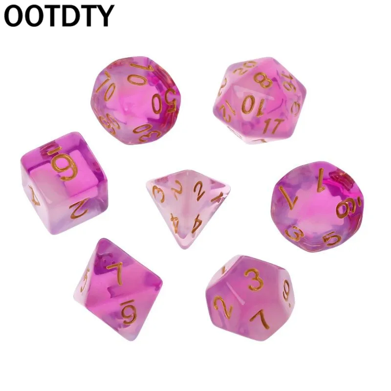

7pcs/set Polyhedral Sided Dice D4 D6 D8 D10 D12 D20 For Dungeons & Dragons D&D RPG Poly Table Game