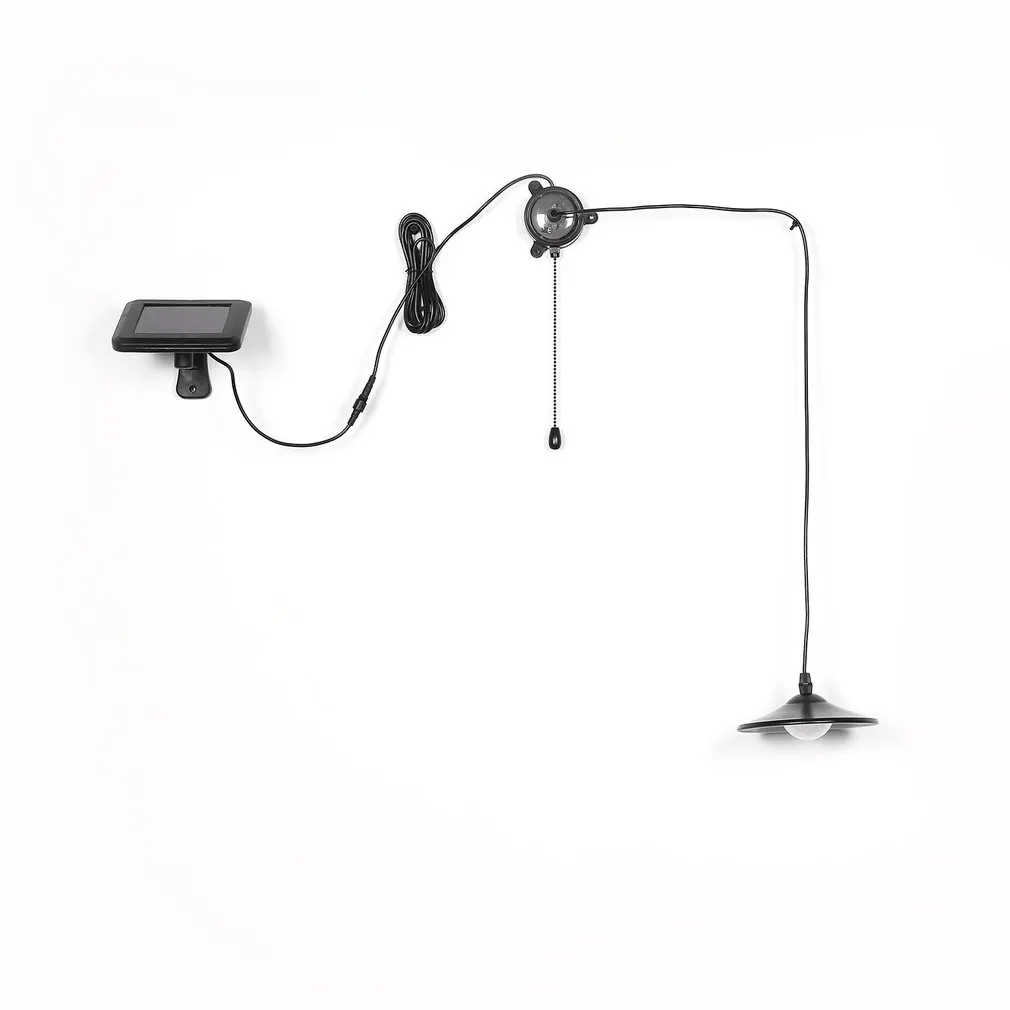 

4 LEDs Solar Lights Stainless Steel Ceiling Lights with Remote Control Home Lighting Study Drawstring Control Lamp