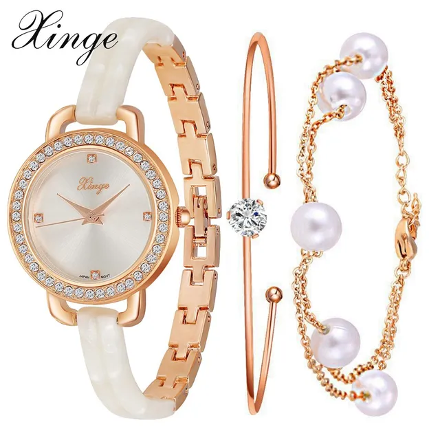 Xinge Brand Quartz-Watch Women Bracelet Love Drill Jewelry Watch Set Wristwatch Xinge Brand Quartz-Watch Women Bracelet Love Drill Jewelry Watch Set Wristwatch