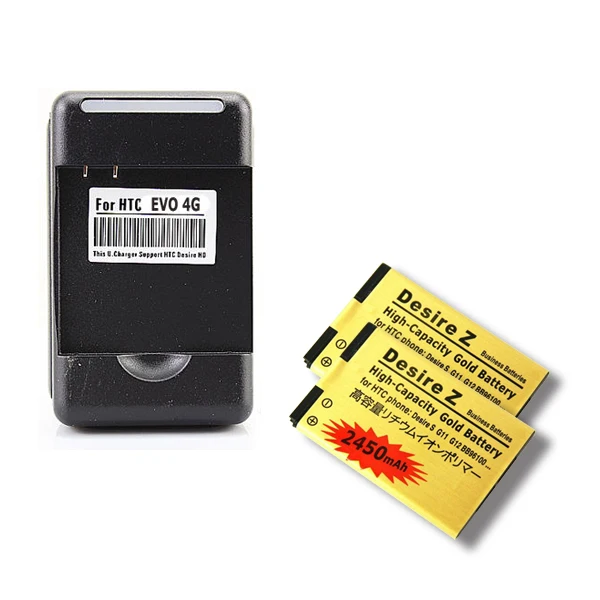 Ciszean 2x2450 мАч PG32130 BB96100 Золотой сменный аккумулятор + зарядное устройство для HTC Desire