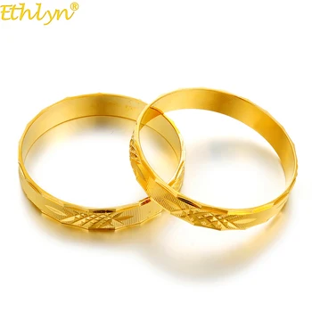 Ethlyn 세이셸 패션 디자인 두꺼운 골드 컬러 아기, 고정 크기 팔찌, 쥬얼리, 크리스마스 선물, B138, 2 개 1 조