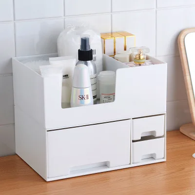  Plastic Makeup Organizer Two-Layers Separated Box Cosmetic Organizer Makeup Box Lipstick Makeup Sto