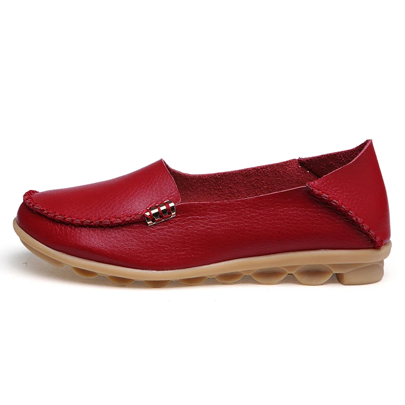 KUIDFAR/Женская обувь на плоской подошве лоферы из натуральной кожи с закругленным