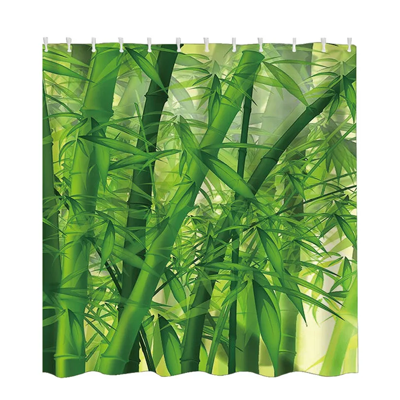 

Ouneed 150x180cm Shower Curtains for Bathroom 3D Bamboo Printing Waterproof Polyester Shower Bath Curtain With 12pcs Hooks 1207#