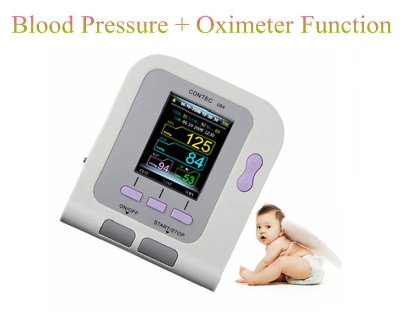 

Digital Arm Infant Blood Pressure Monitor 08A + 6-11cm Cuff + SPO2 Oximeter Probe,Sphygmomanometer BP Monitor for Baby