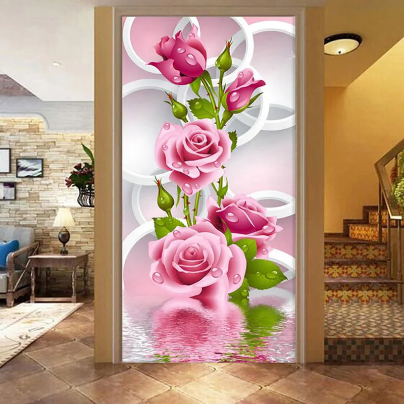

30*56cm 5D DIY Diamond Painting Flower Cross Stitch Pink Rose Needlework Diamond Embroidery Drill