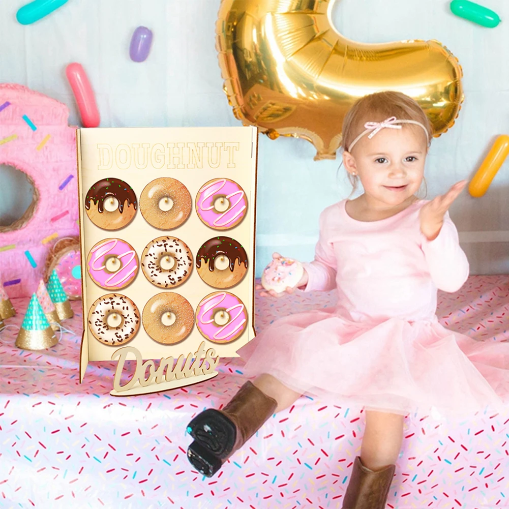 

Home Stand Decoration Birthday Wooden Table Portable Party DIY Dessert Hanging Bakeware Display Stand Donut Rack Wedding