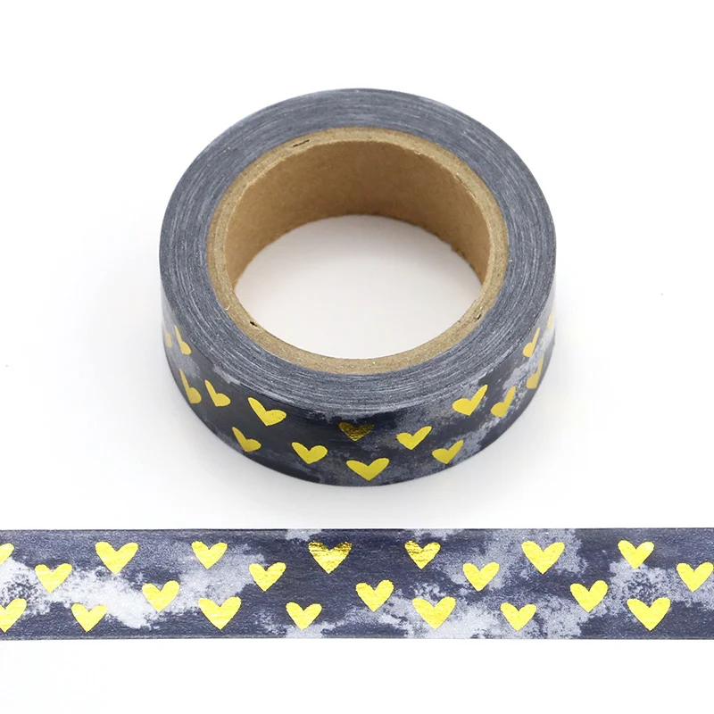 

1pcS Heart Foil Washi Tape Japanese Paper 1.5cm*10m Kawaii Scrapbooking Tools Masking Tape Xmas Photo Album Diy Decorative Tapes