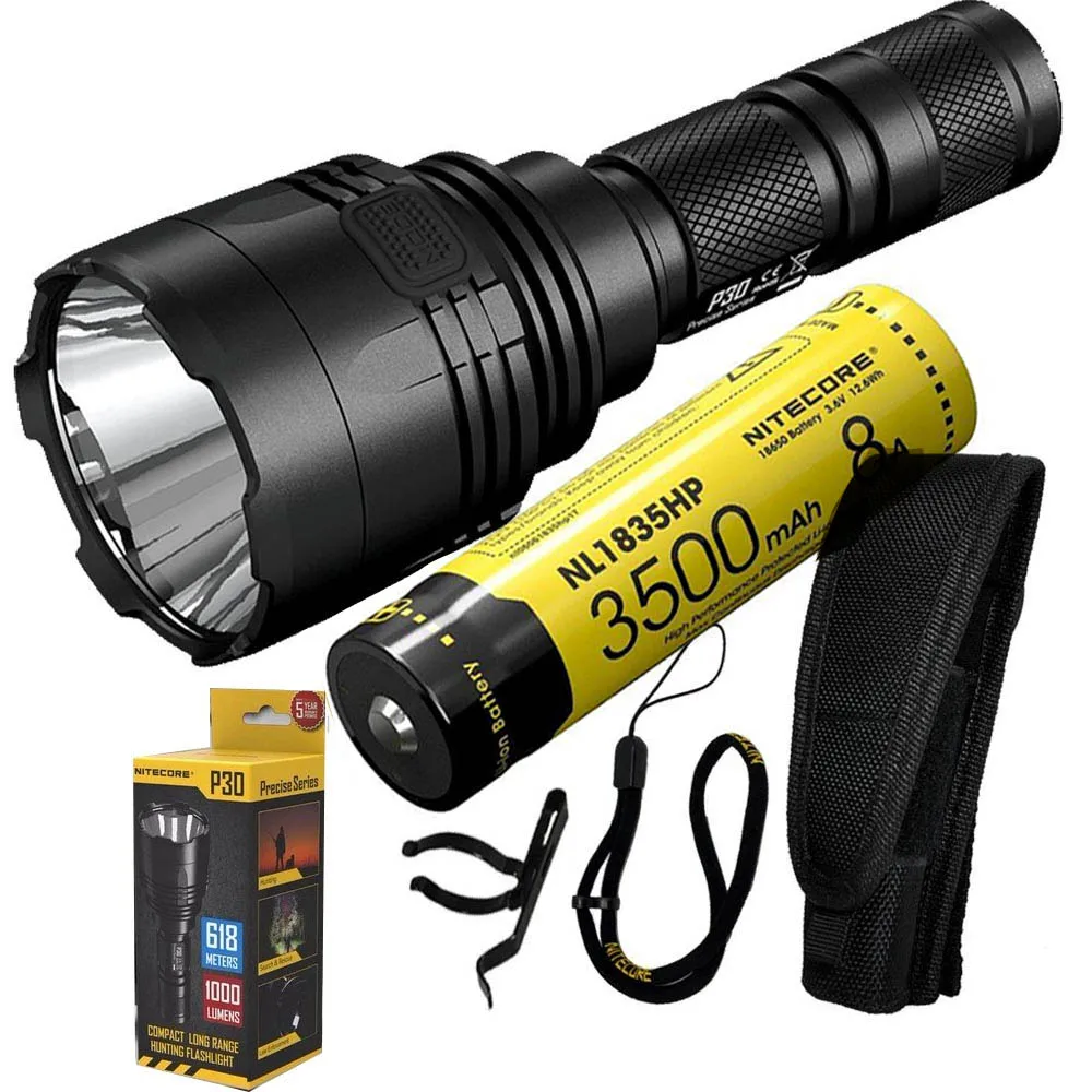 

NITECORE P30 1000Lumen Long-range Tactical Flashlight Outdoor Hunting Waterproof Portable Torch with NL1835HP 18650 Battery