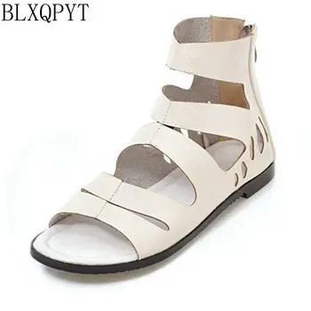 

BLXQPYT Sale super Big Small Size 28- 52 Sandals Summer Style Women Platforms Open Toe Falt Causal Shoes Zipper Woman y416