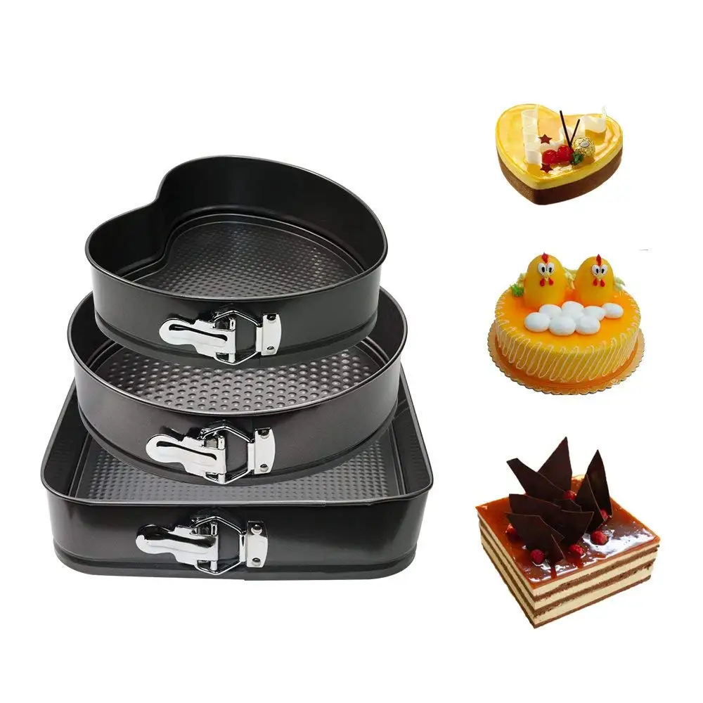 

Nonstick Springform Pan Set Leakproof Baking Pie Cheese Cake Molds Pan Set with Quick Release Latch and Removable Bottom