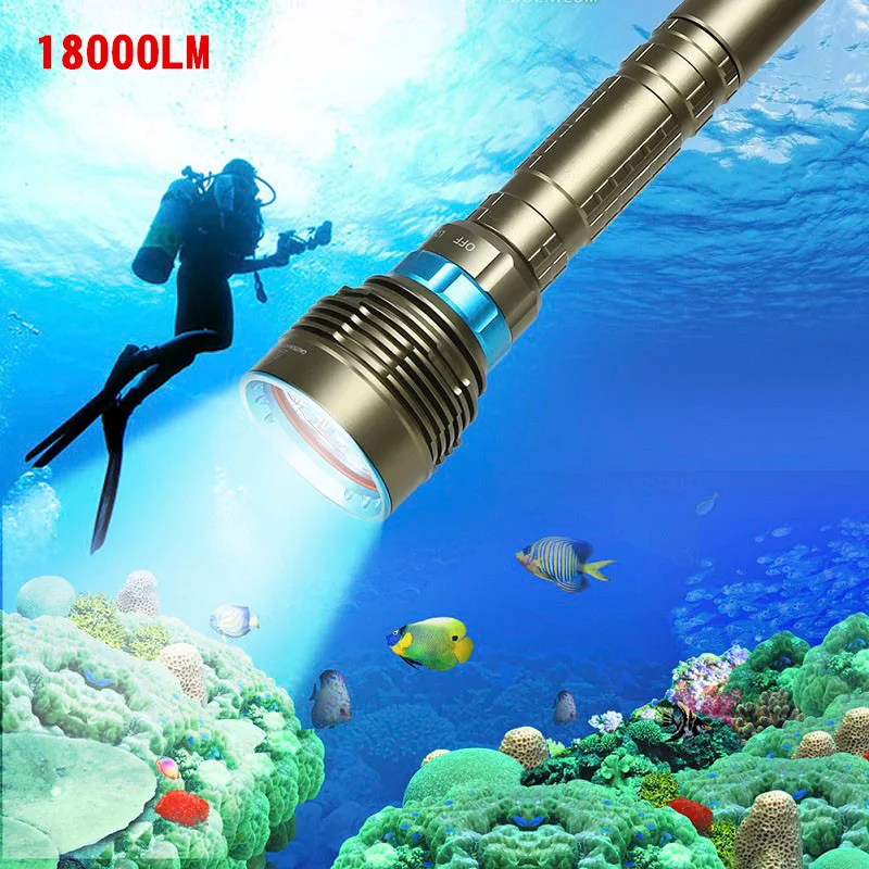 SOL светодиодный 18000LM T6/15000LM T6 фонарь Campimg для дайвинга 200 м подводный