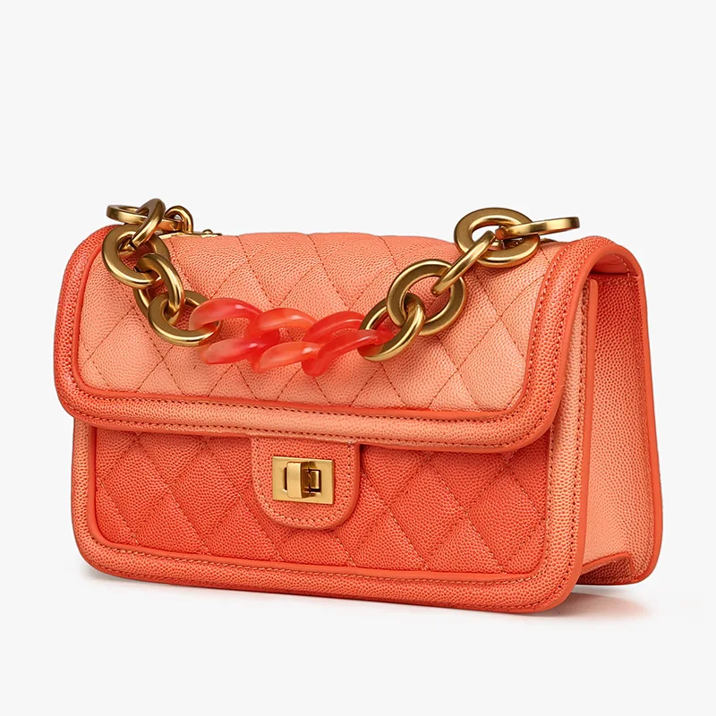 

Caker Brand 2019 Women Diamond Lattice Handbag Fashion Genuine Leather Acrylic Chain Shoulder Bags Ladies Messenger Bags