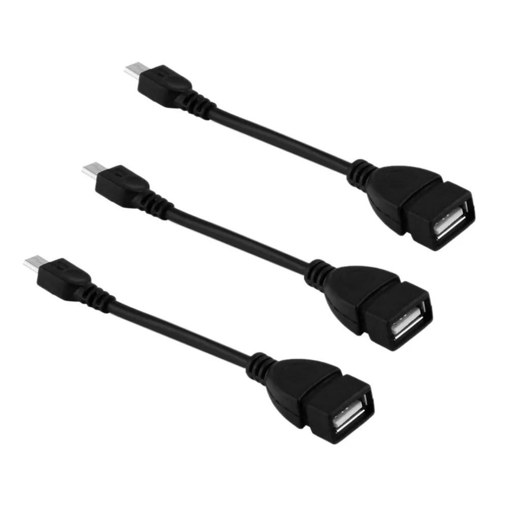 

3pcs/Set Universal USB 2.0 A Female to Micro B Male Converter OTG Adapter Cable for Smart Phone Black Female To Male Converter